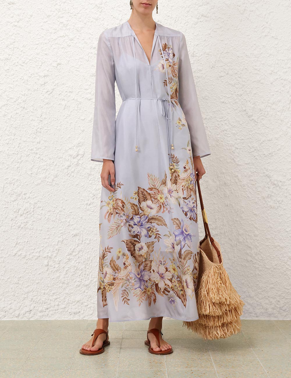 Coco Billow Maxi Dress, powder blue multi floral print