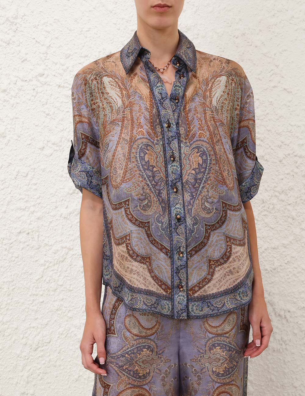 Wanderlust Short Sleeve Shirt, tapestry blue multi