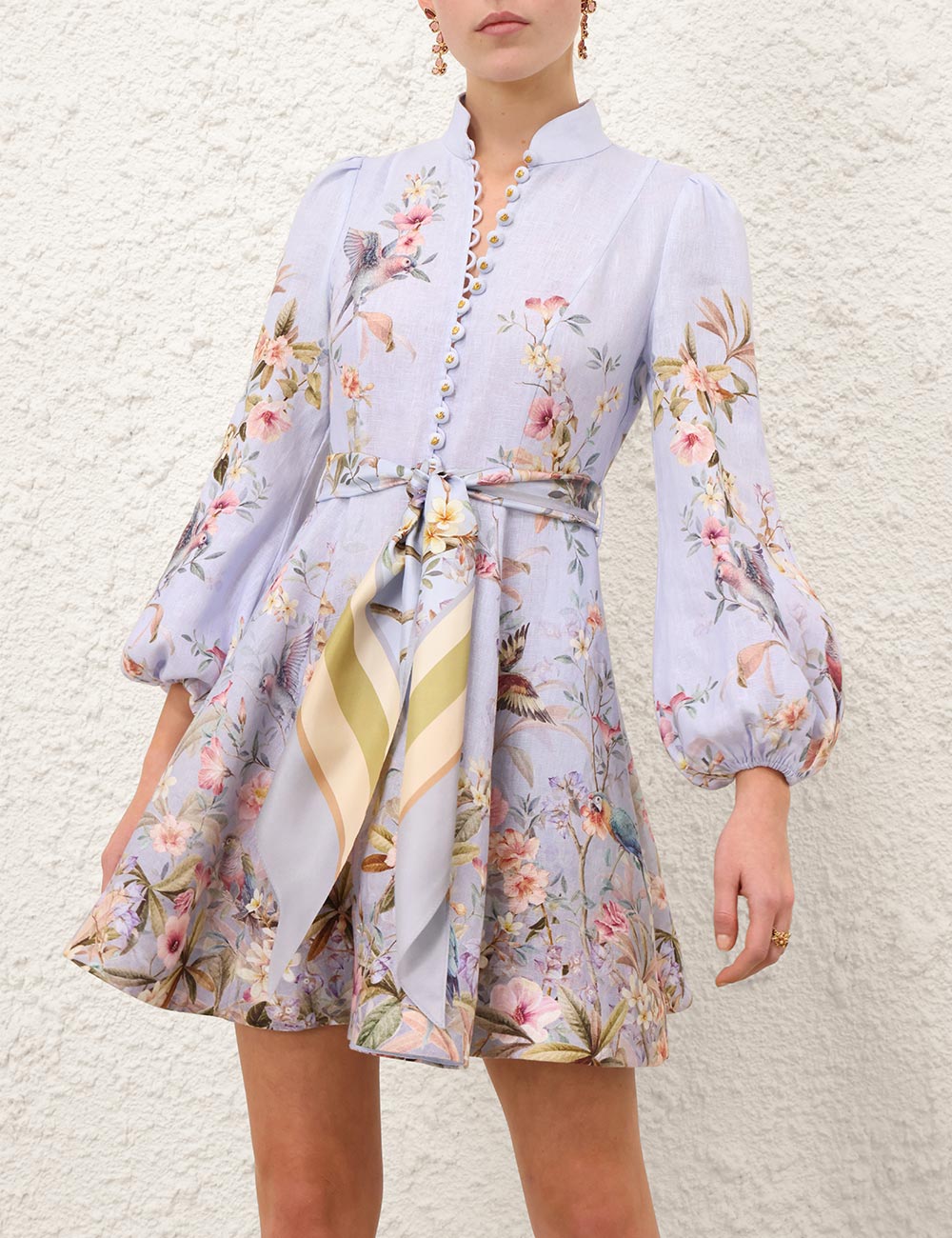 Rebellion Button Mini Dress, blue aviary