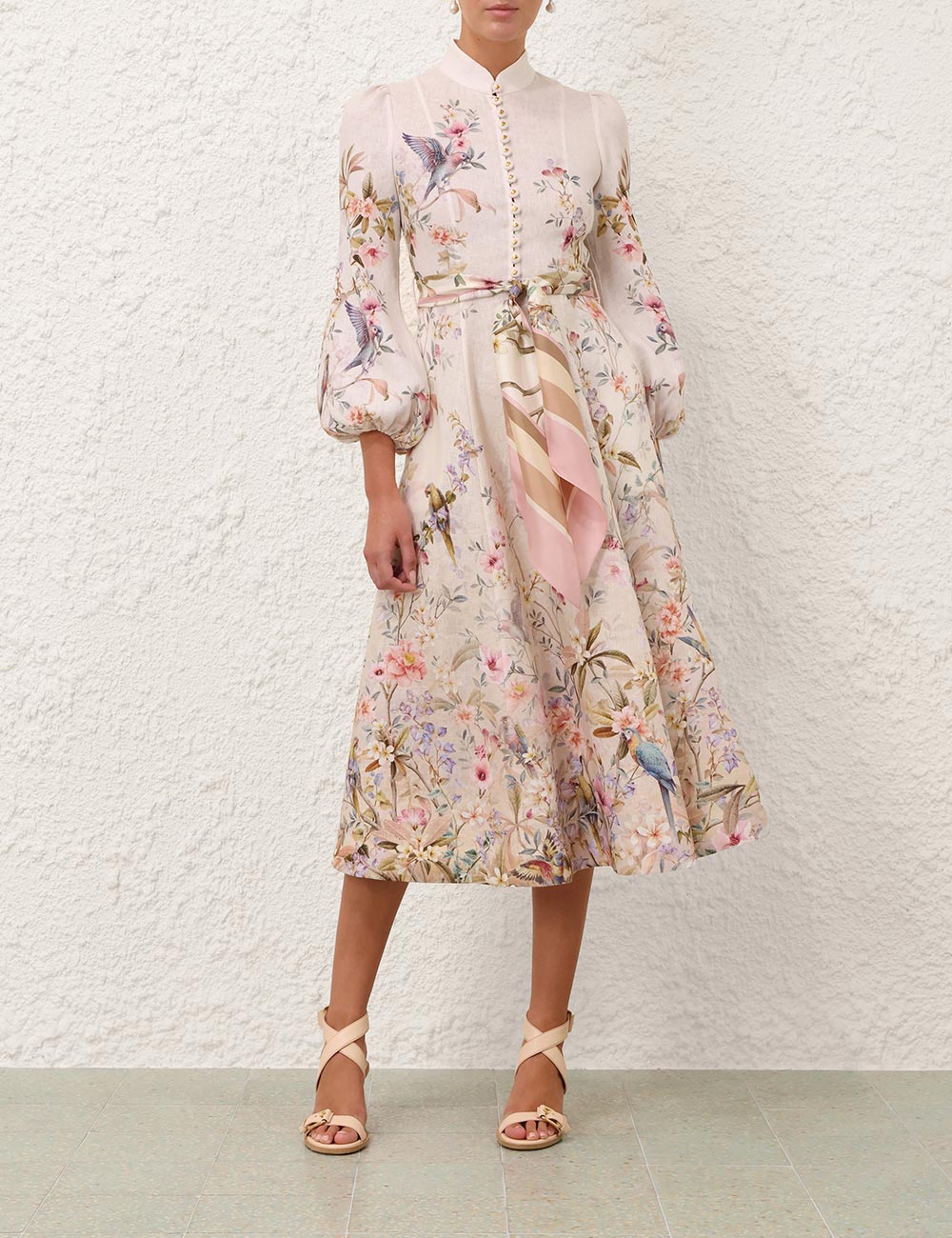 Rebellion Button Midi Dress, cream aviary