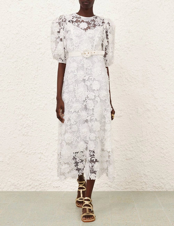 Halliday Lace Flower Dress, Ivory