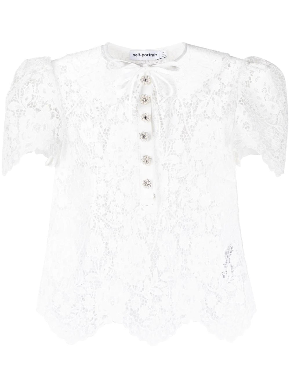 WHITE CORD LACE TOP, white