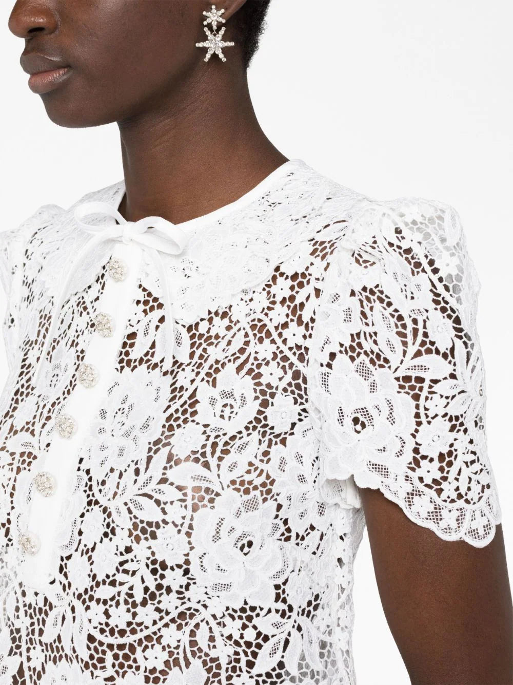 WHITE CORD LACE TOP, white