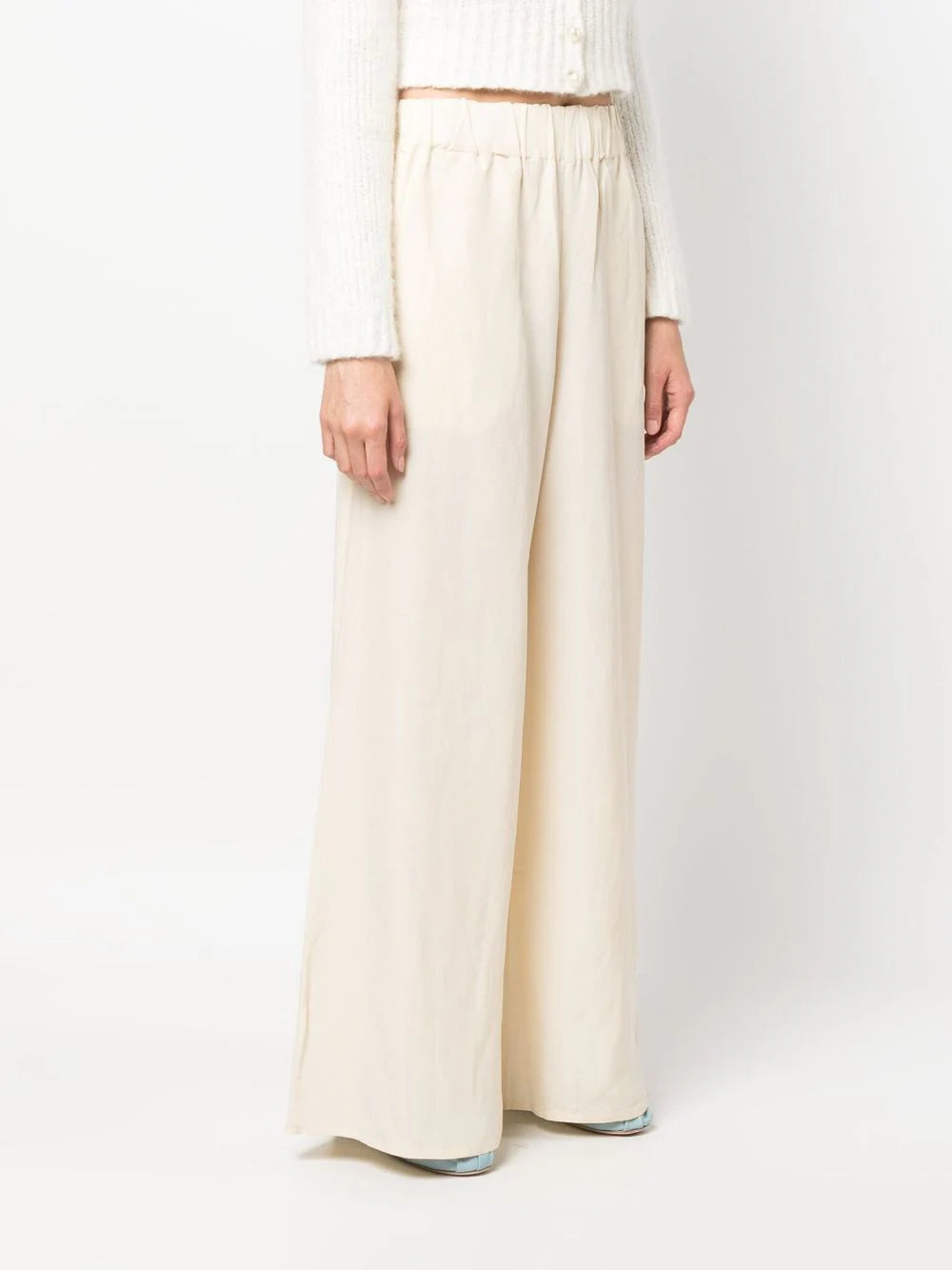 CAMPINE wide-leg linen-blend pants, pearl