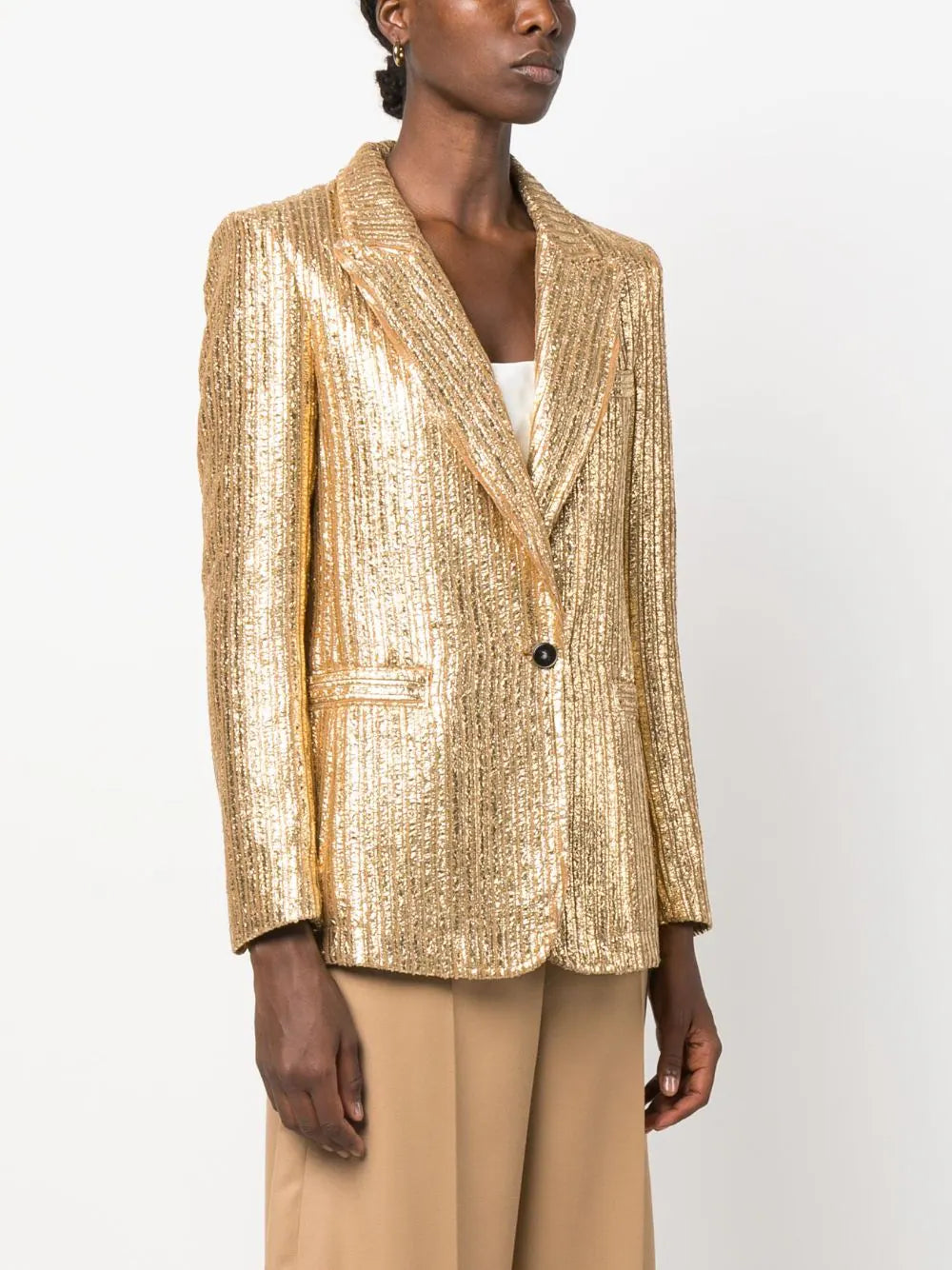 Laminated ribbed velvet jacket, gold