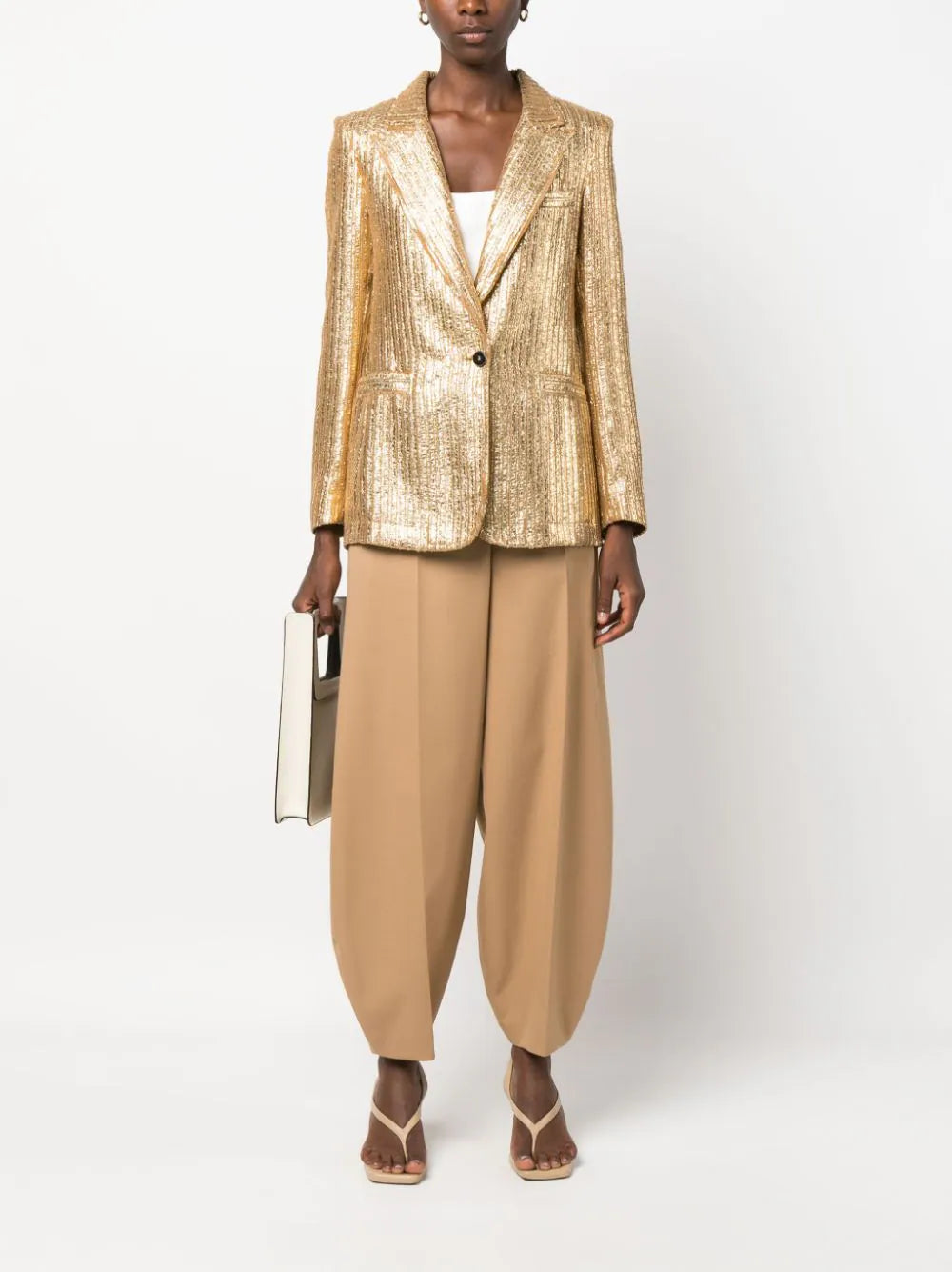Laminated ribbed velvet jacket, gold