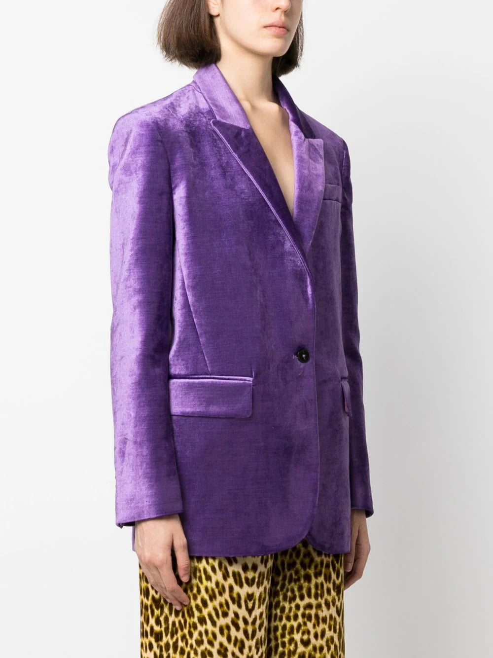 Cotton viscose velvet jacket, violet