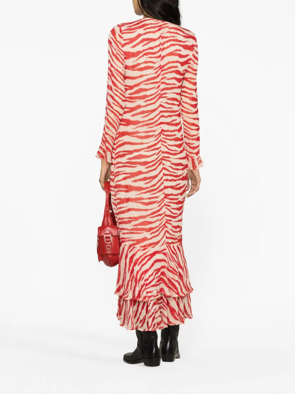 Printed Light Georgette Maxi Dress, castle wall