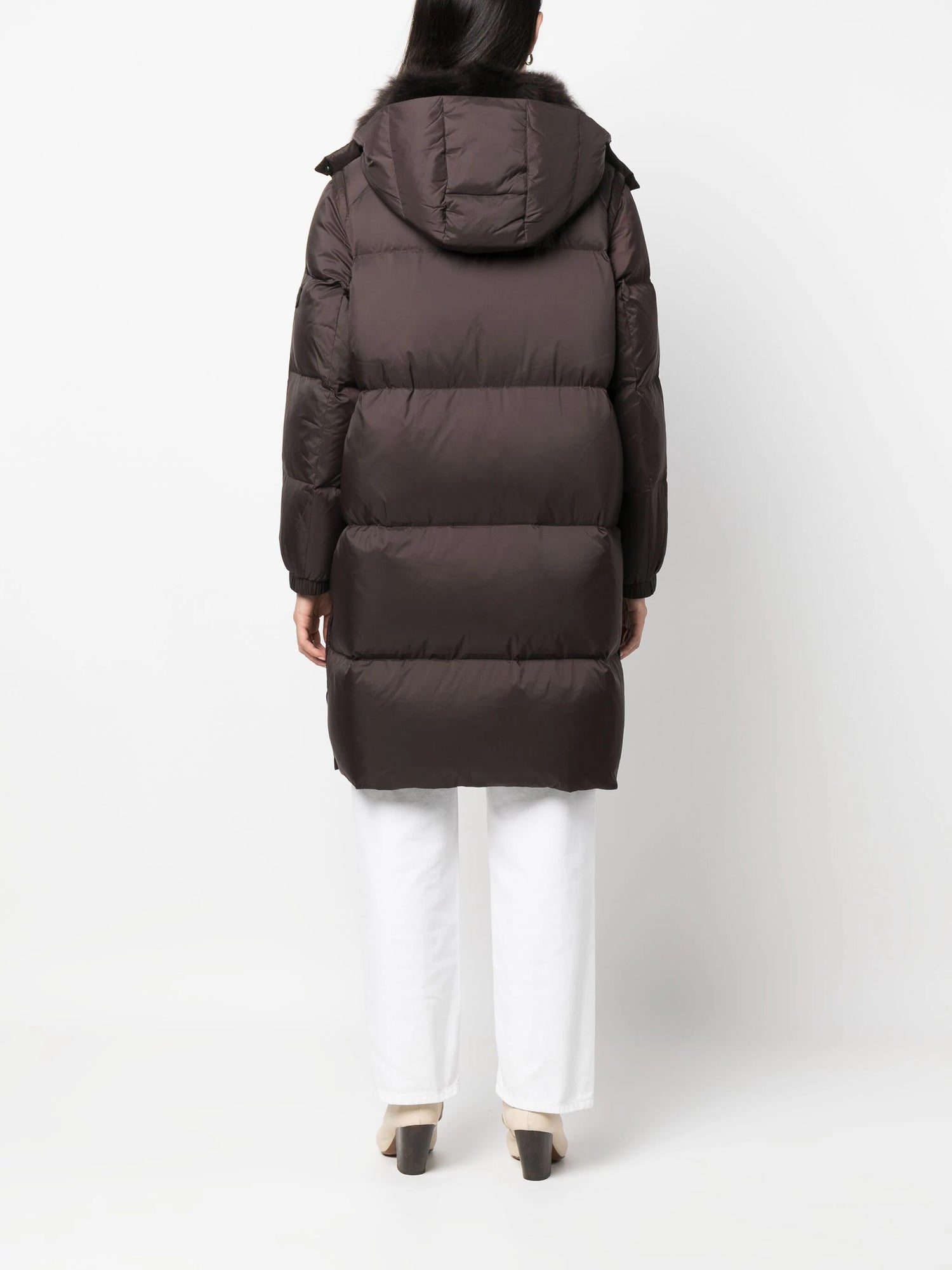 Long DOWN COAT TECHNICAL FABRIC, mocha