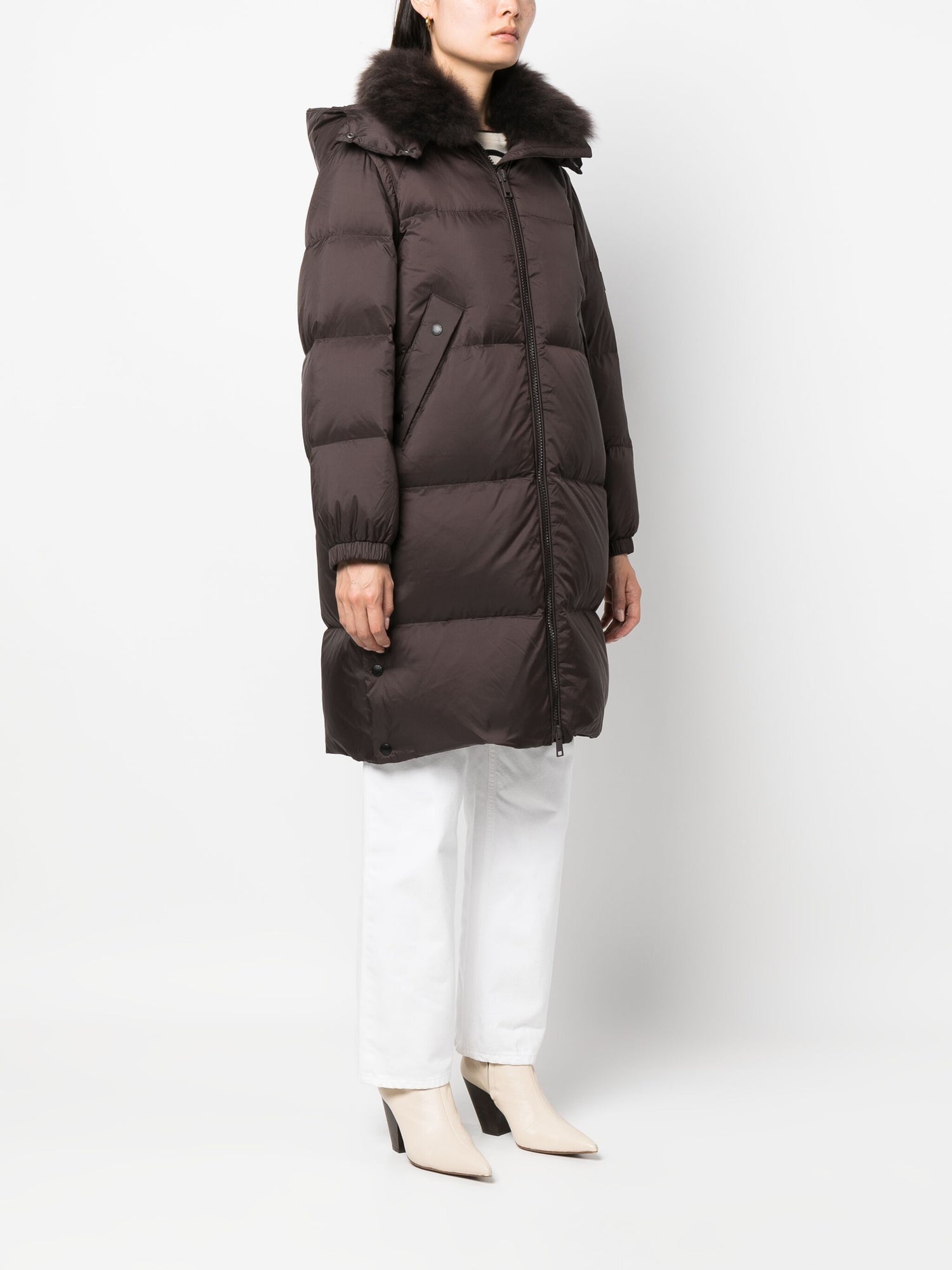Long DOWN COAT TECHNICAL FABRIC, mocha