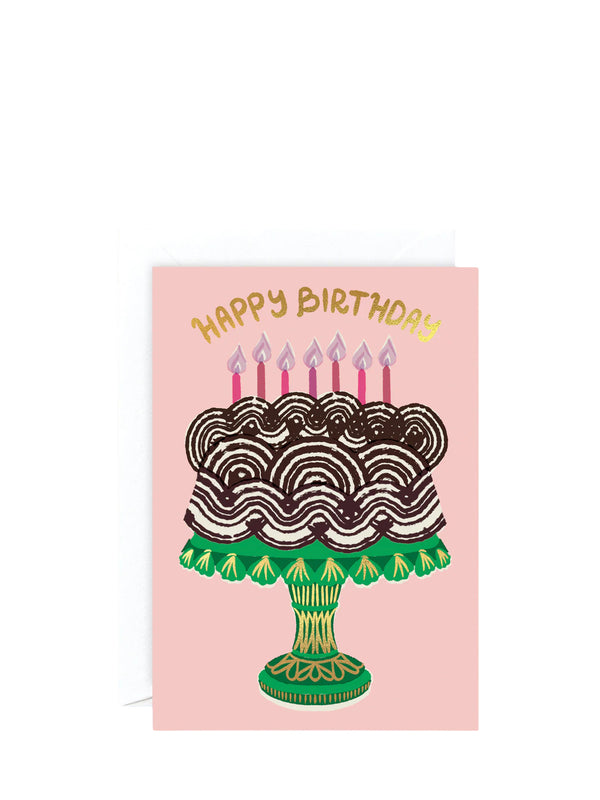 Cake & candles, happy birthday card