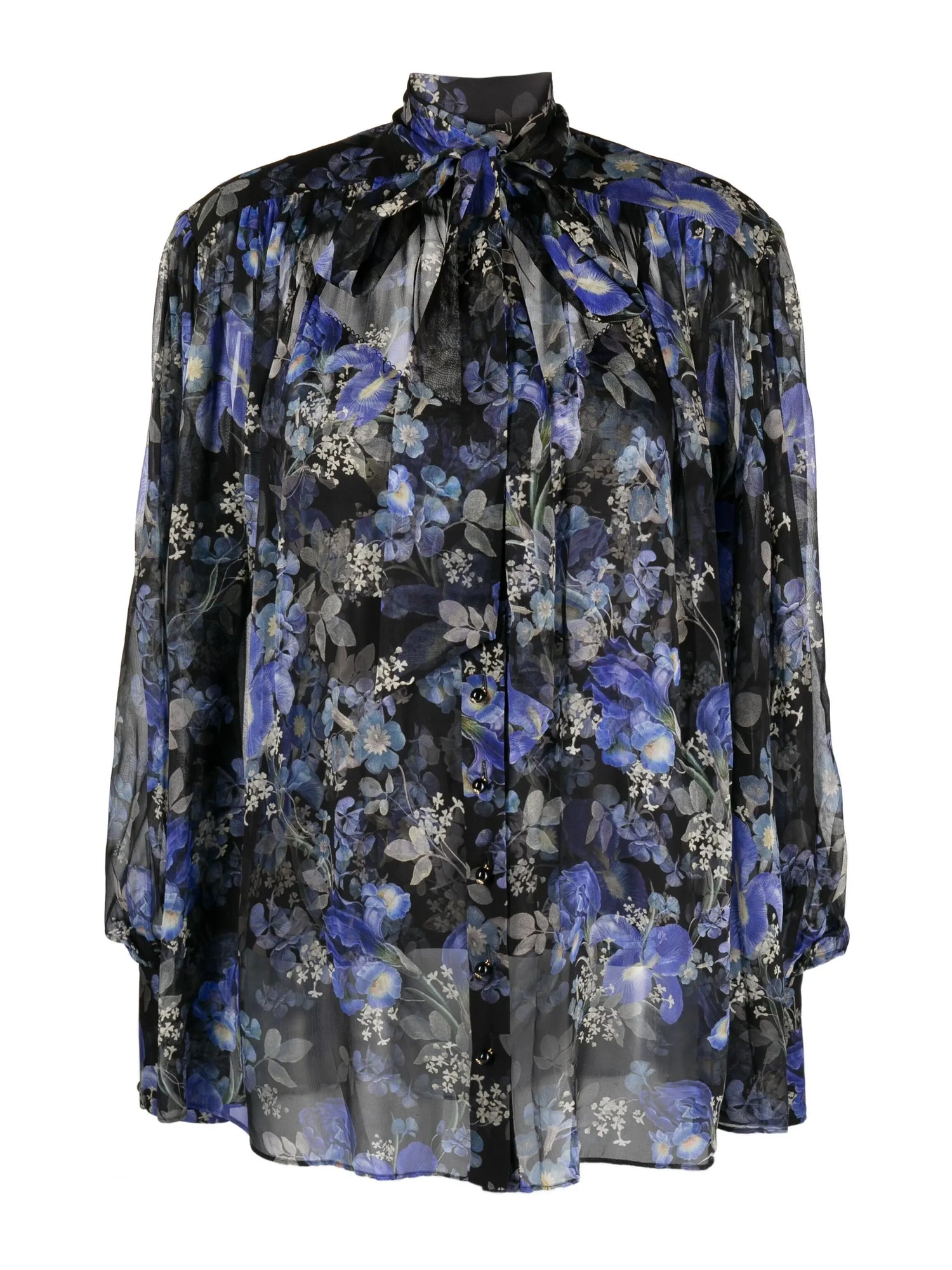 Lyrical Lantern Blouse, blue iris black