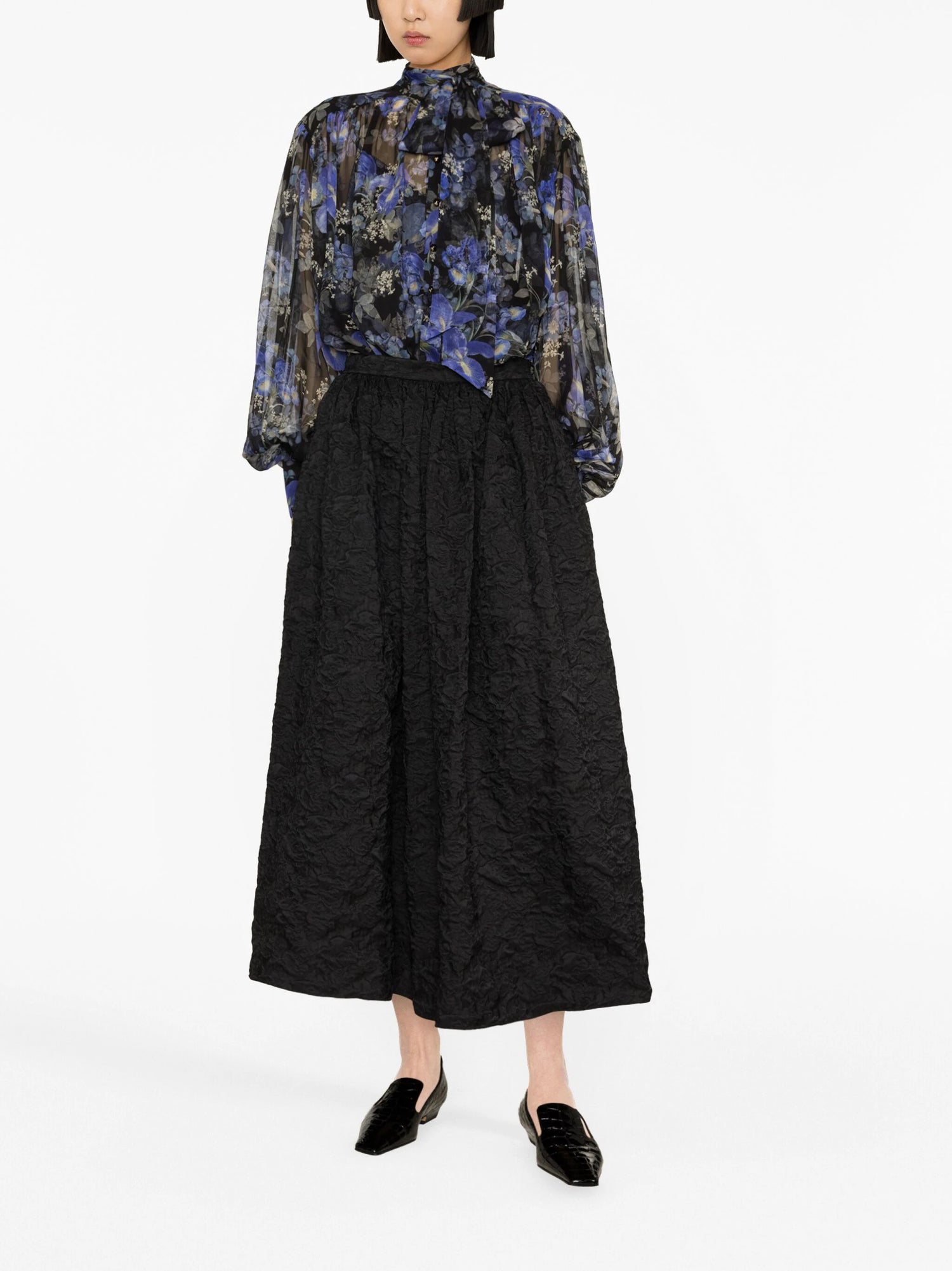 Lyrical Lantern Blouse, blue iris black