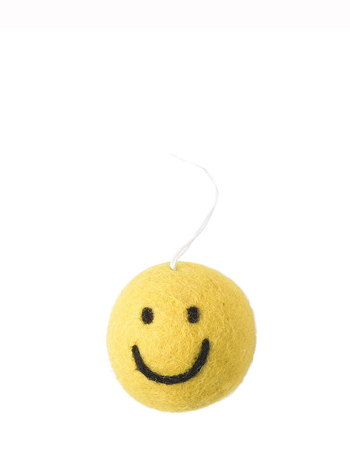 Woollen Smiley hanging ornament, lemon