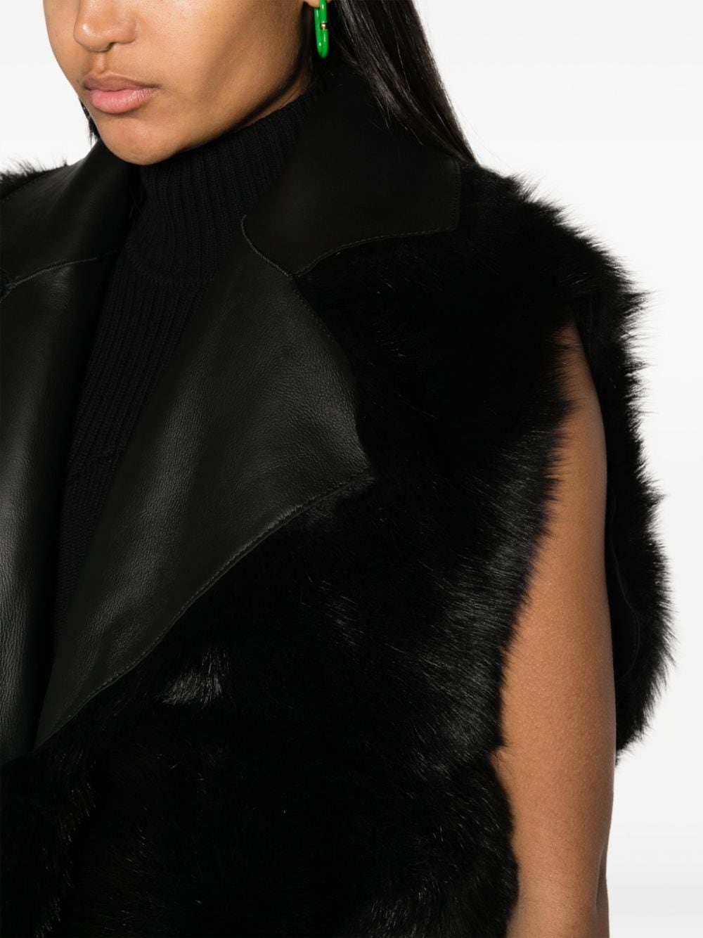 YEMI fur vest, black