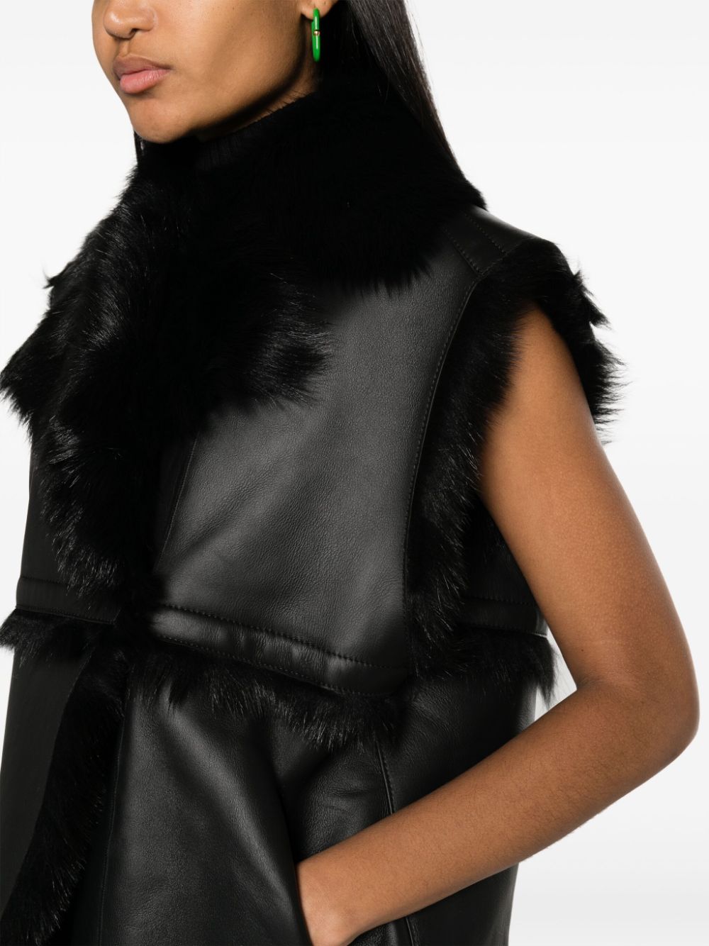 YEMI fur vest, black