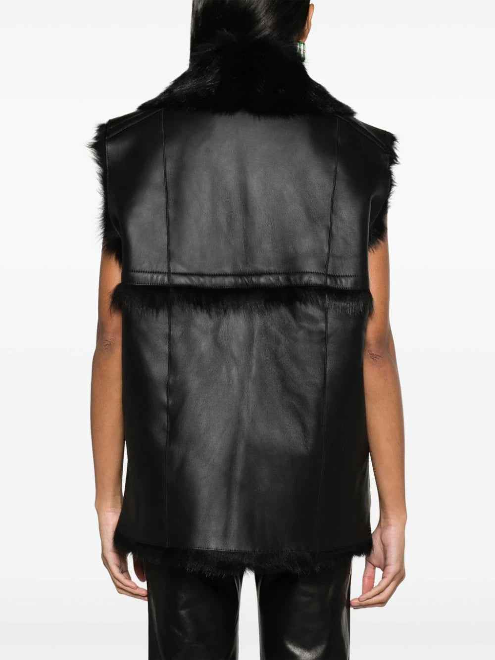 YEMI fur vest, black