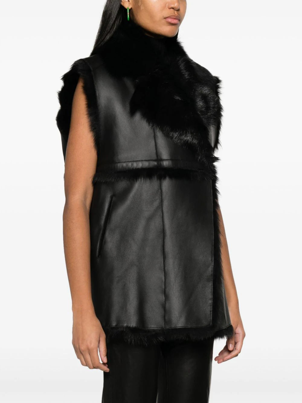 YEMI fur vest, black