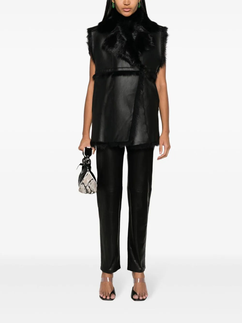 YEMI fur vest, black