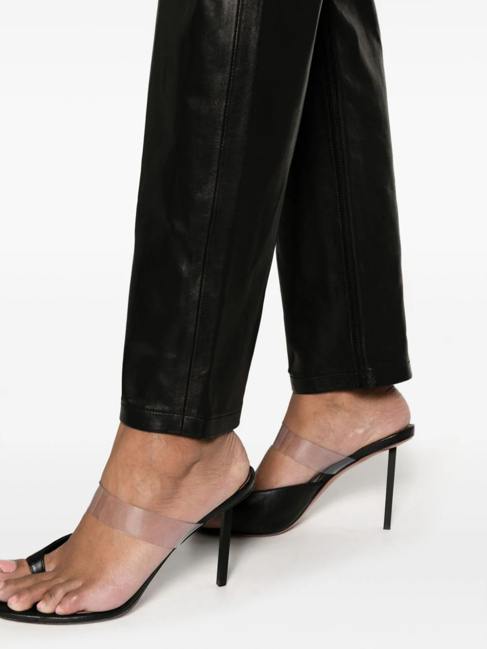 JALIL slim-cut leather trousers, black