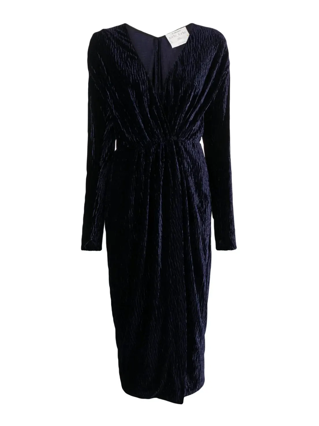 Crush velvet crossed midi dress, night fall
