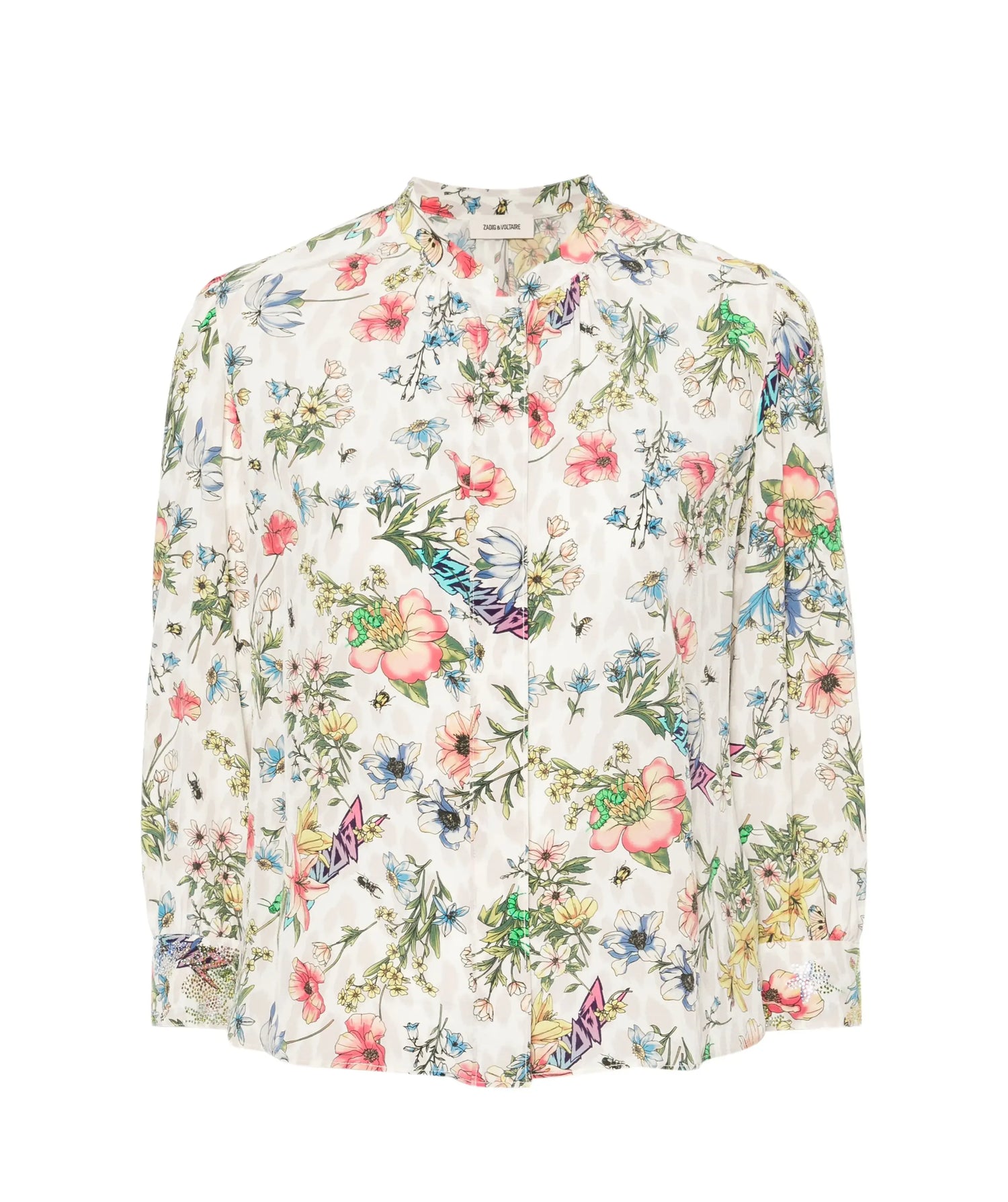 TADEO TWISTED GARDEN print silk blouse, vanille