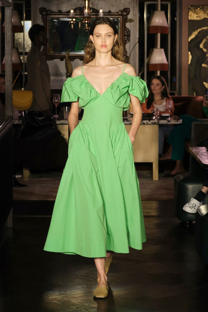 Ruched midi dress, green