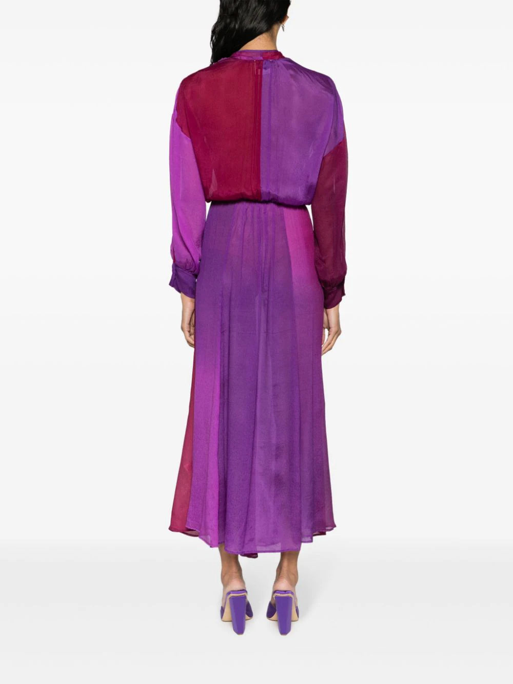 Crepon silk long shaded dress, cocktail