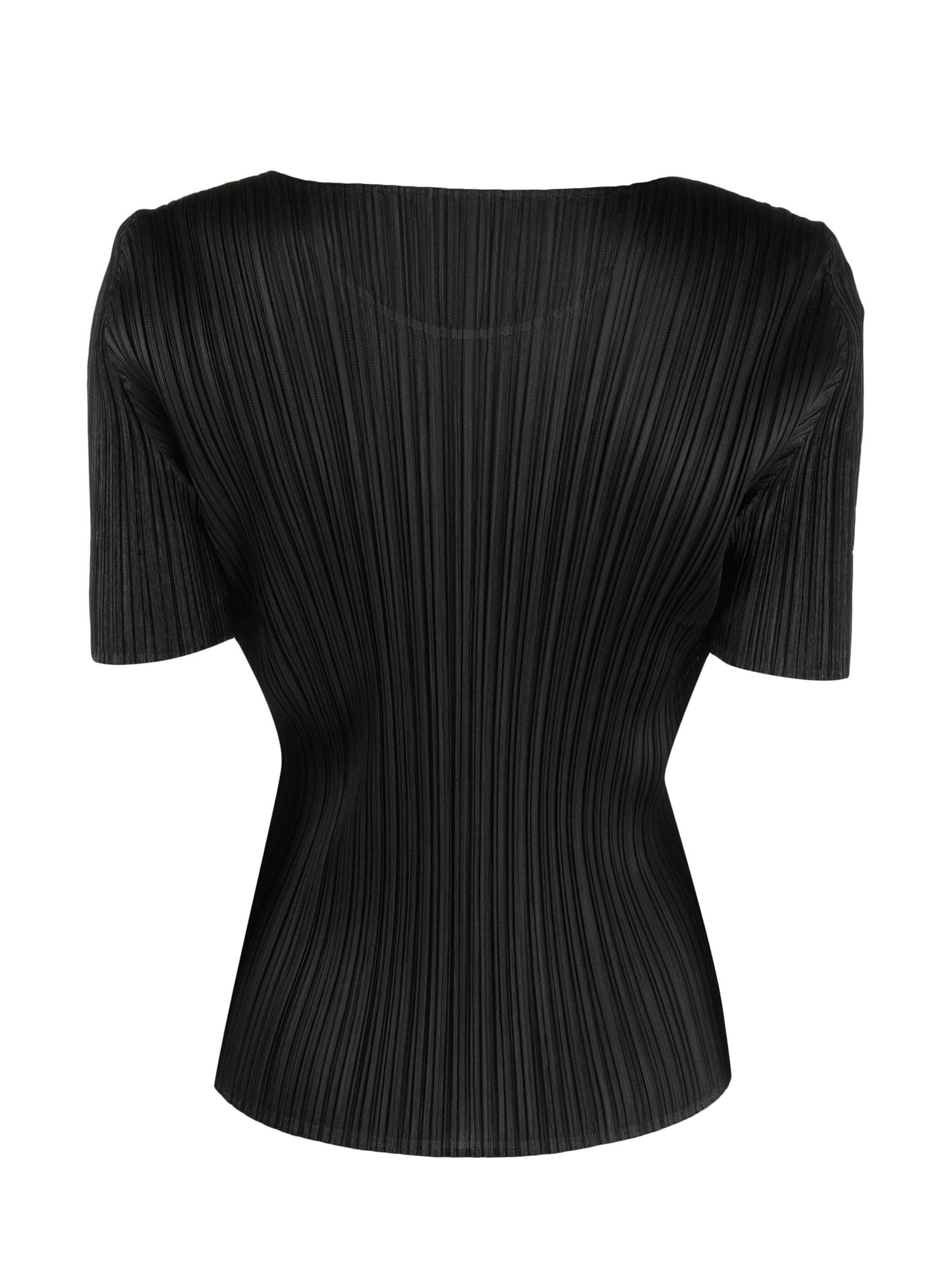 Short sleeve pleated top, black (carryover)