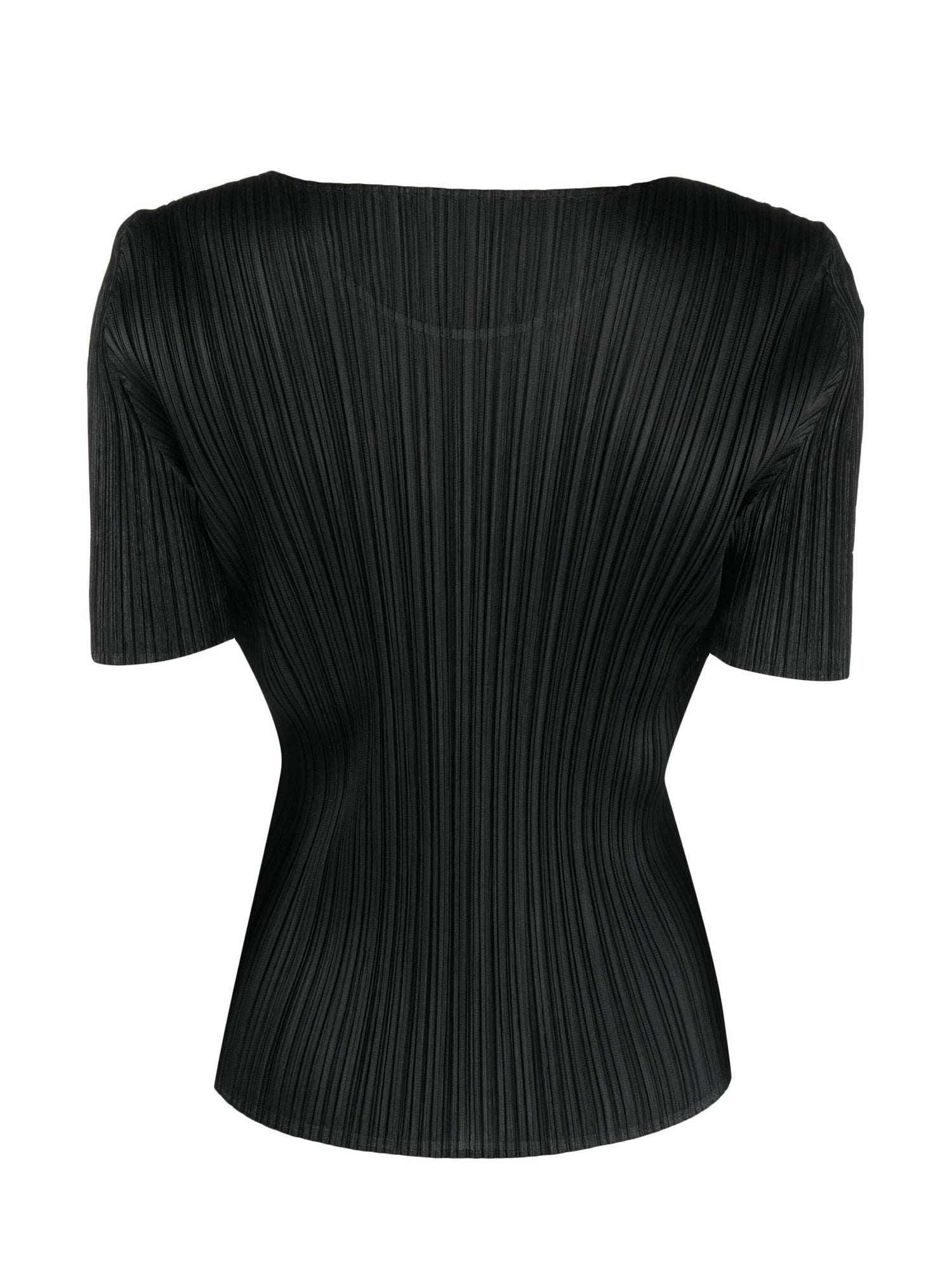 Short sleeve pleated top, black