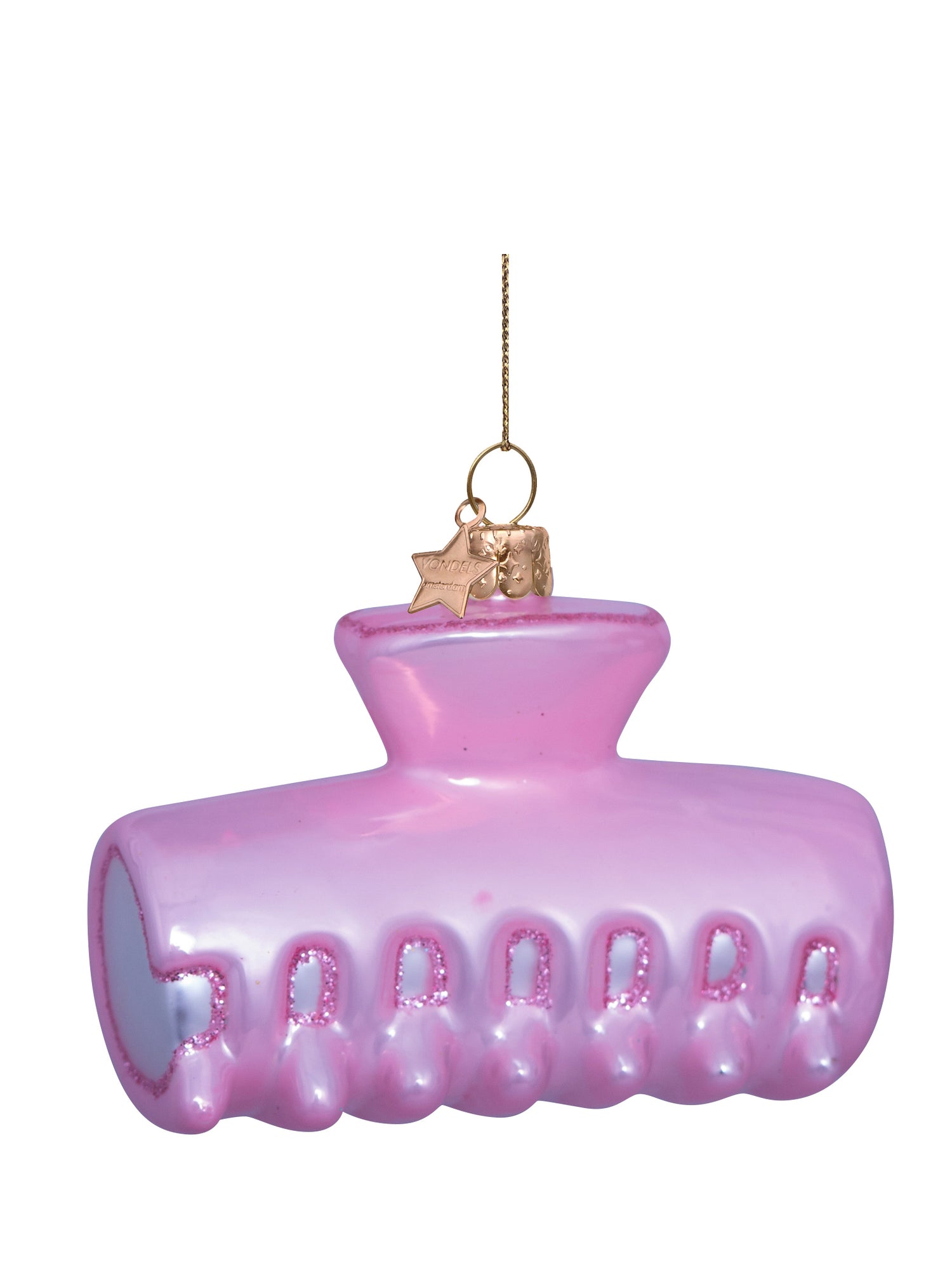 Soft pink hair claw glass ornament (6,5 cm)