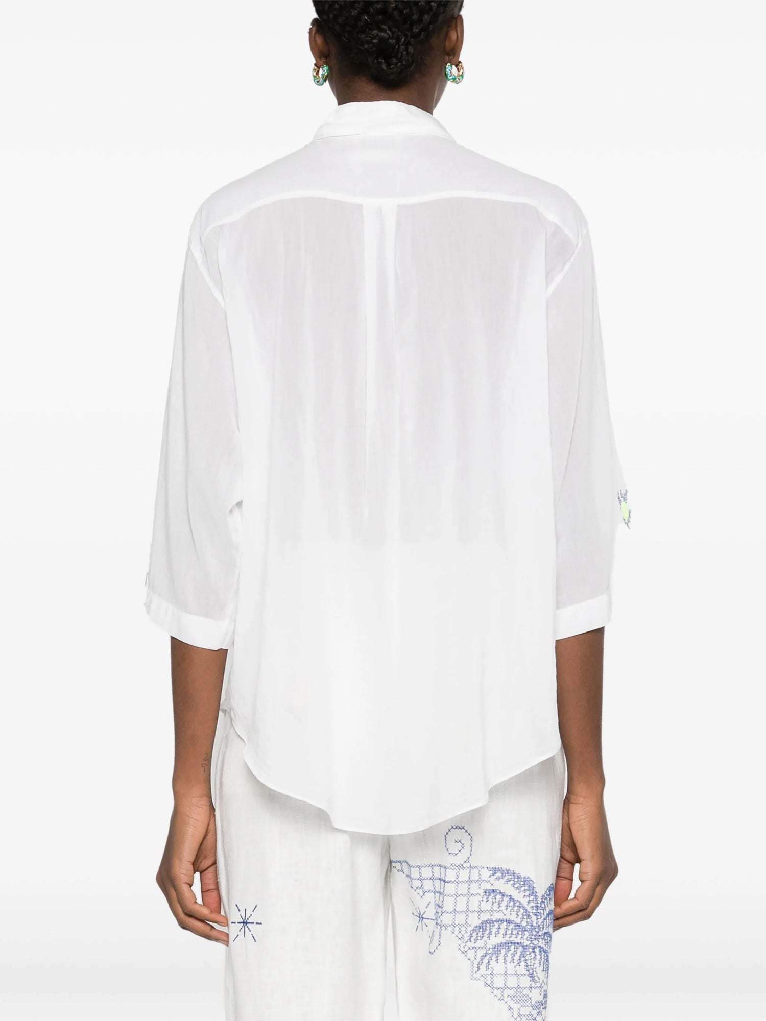 Eden Embroidery half sleeve shirt, White