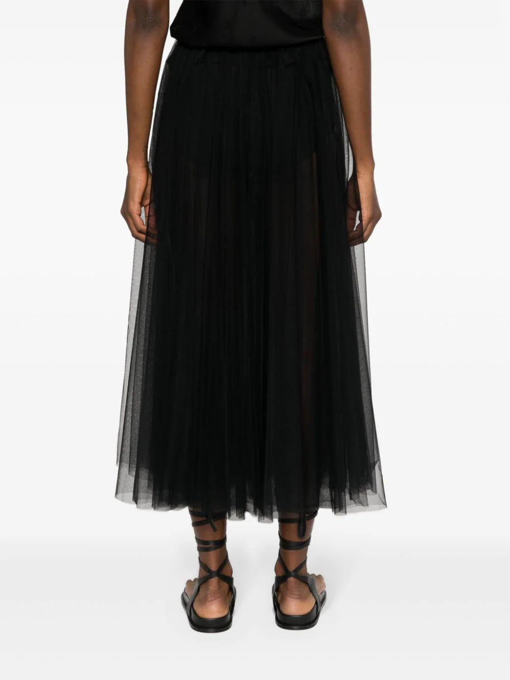 Chic tulle skirt with jersey coulotte, black
