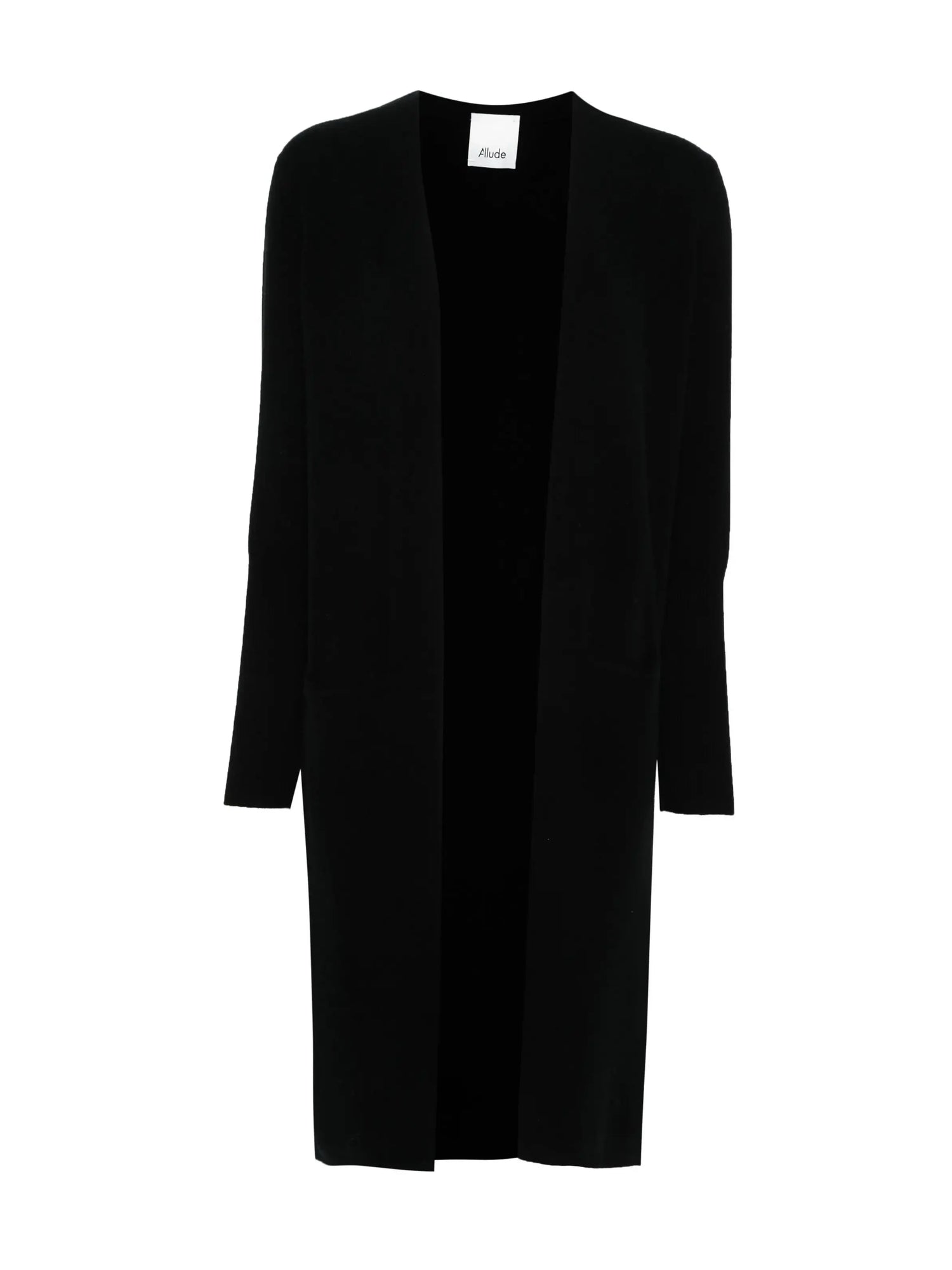 Wool-cashmere open coat, black