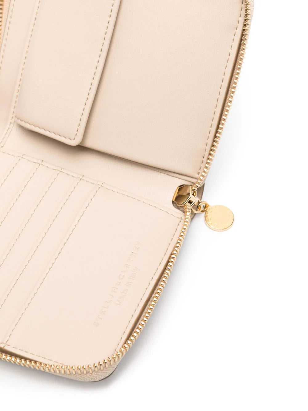 Zip Around Mini Wallet Embossed Grainy Mat W/Studded Logo, cream