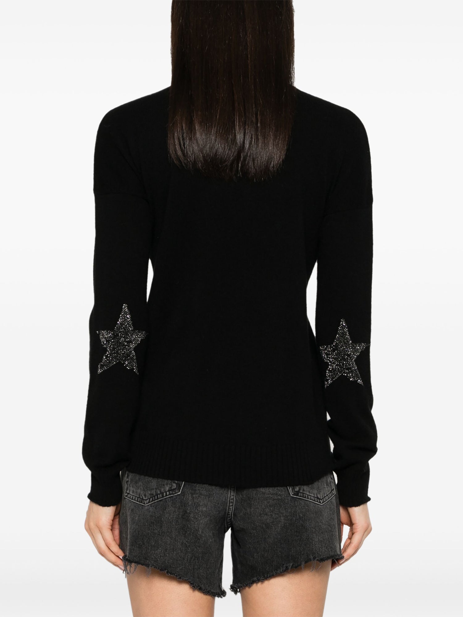 VIVI PATCH LUREX DESTROY cashmere sweater, black