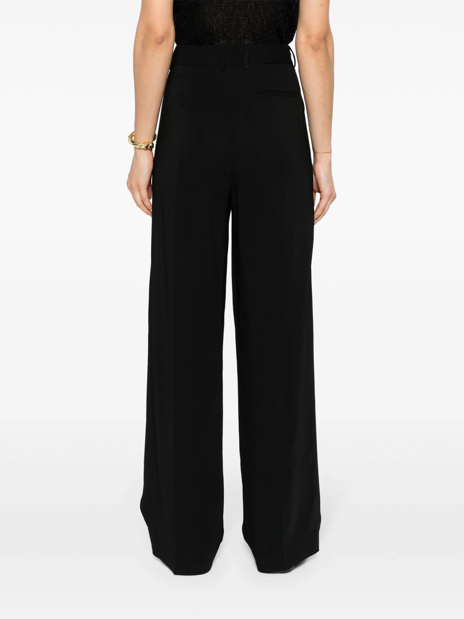 Stretch crepe cady cargo pants, black