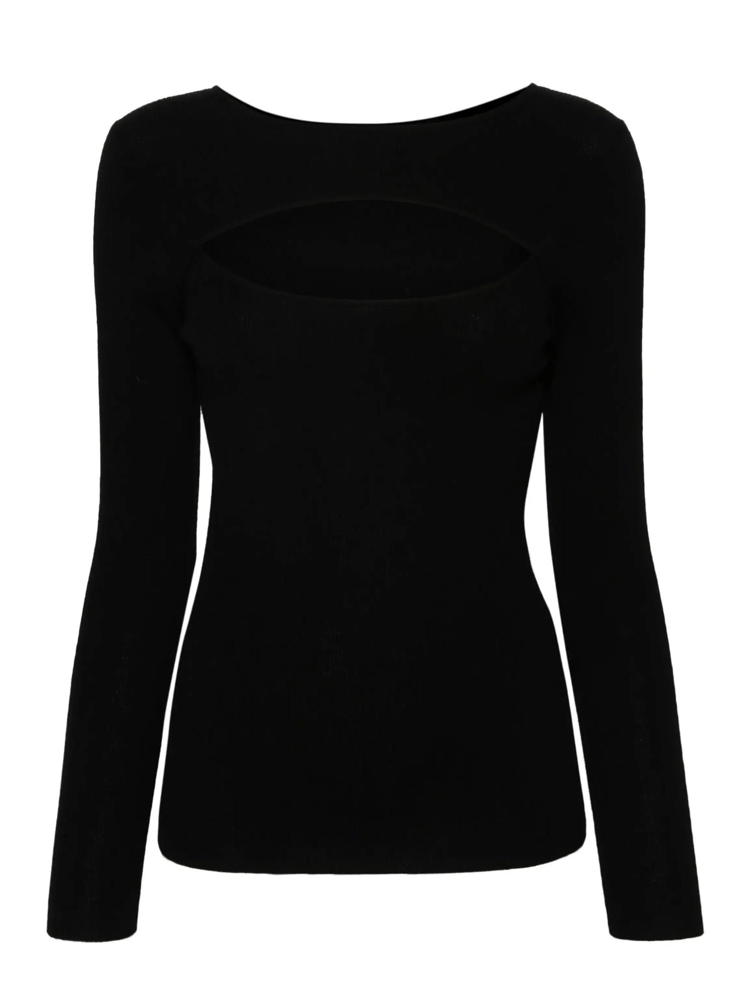 Merino wool cut-out long sleeve jumper, black