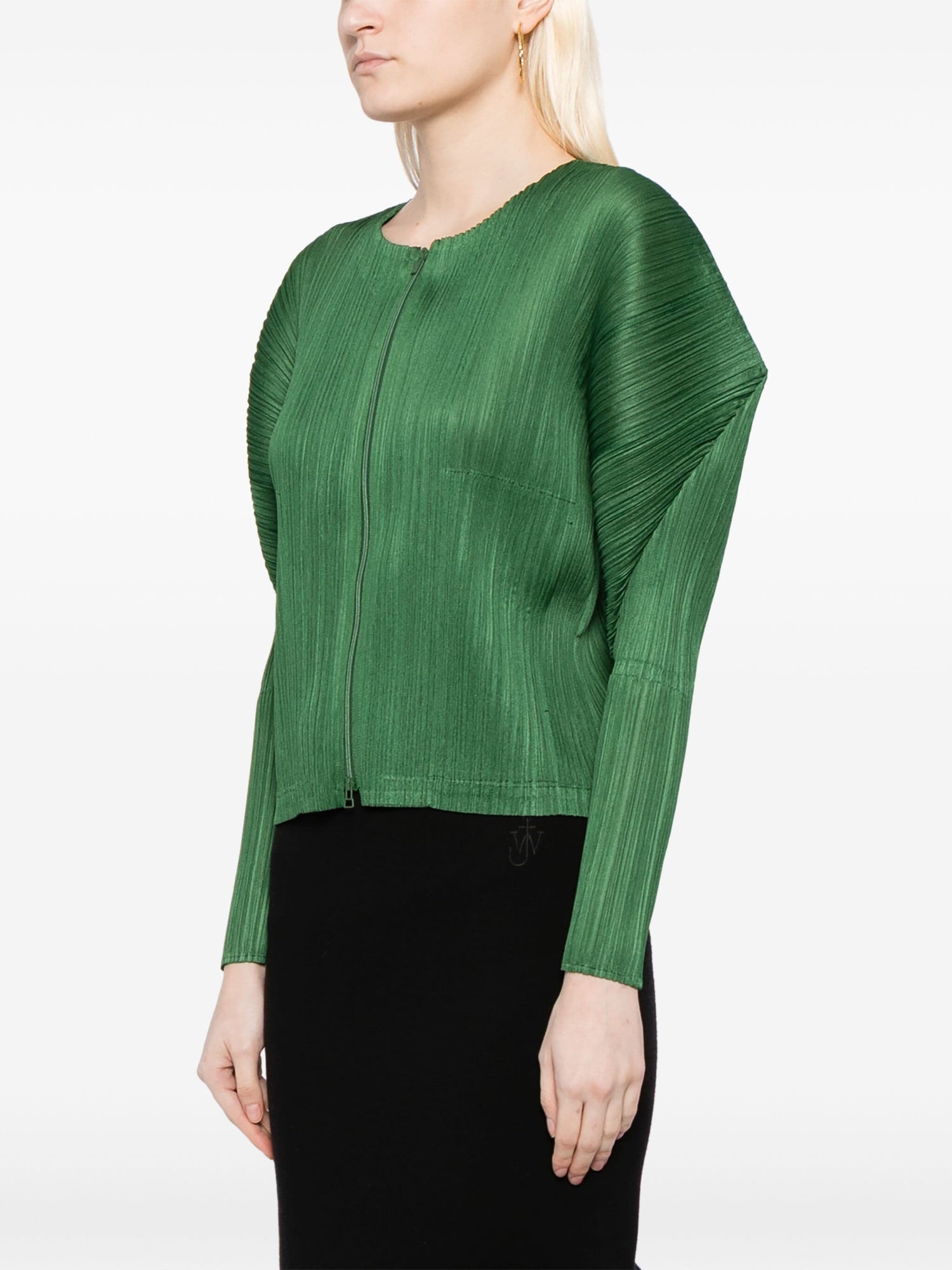 Pleated zip up jacket, green