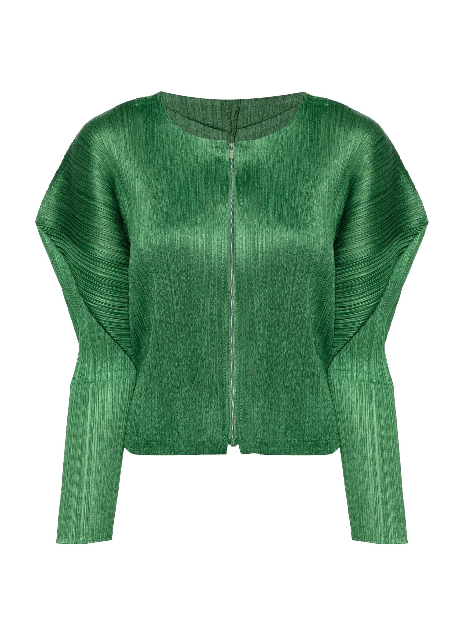 Pleated zip up jacket, green