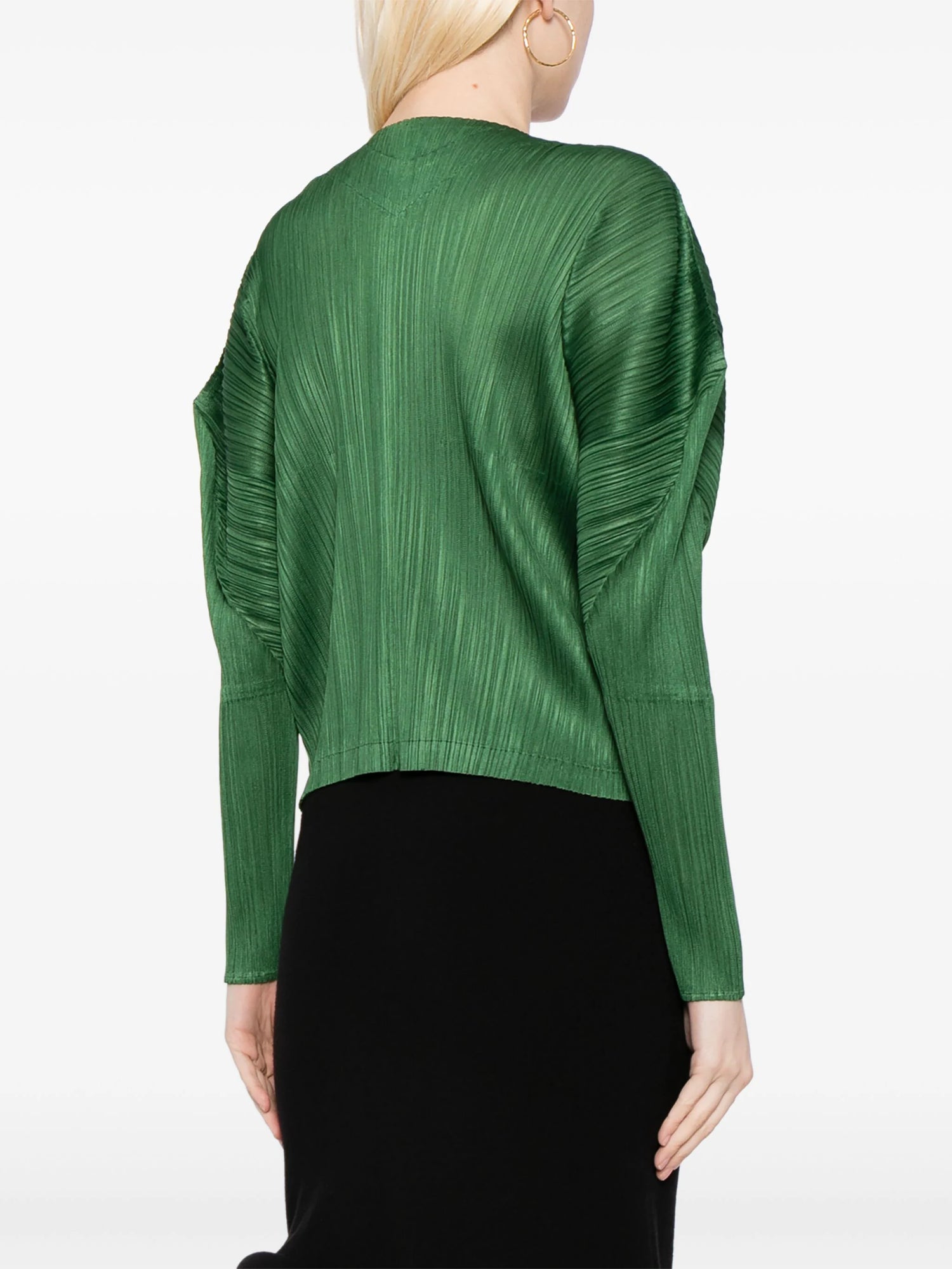 Pleated zip up jacket, green