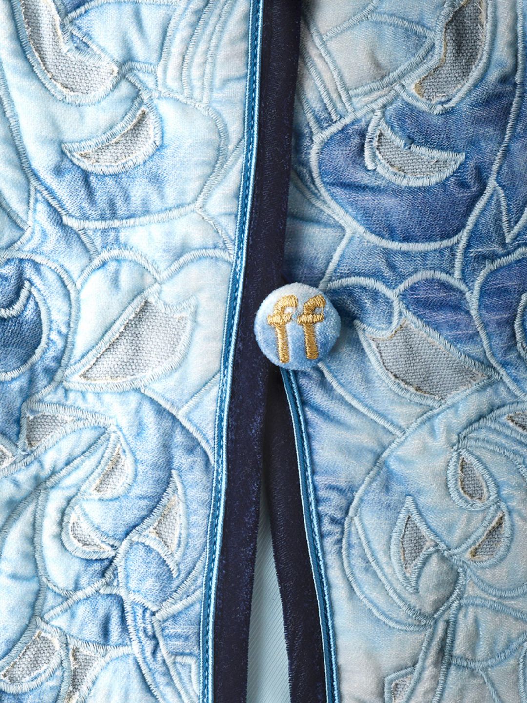 Tie-dye inlaid indigo velvet blouson jacket, denim blue