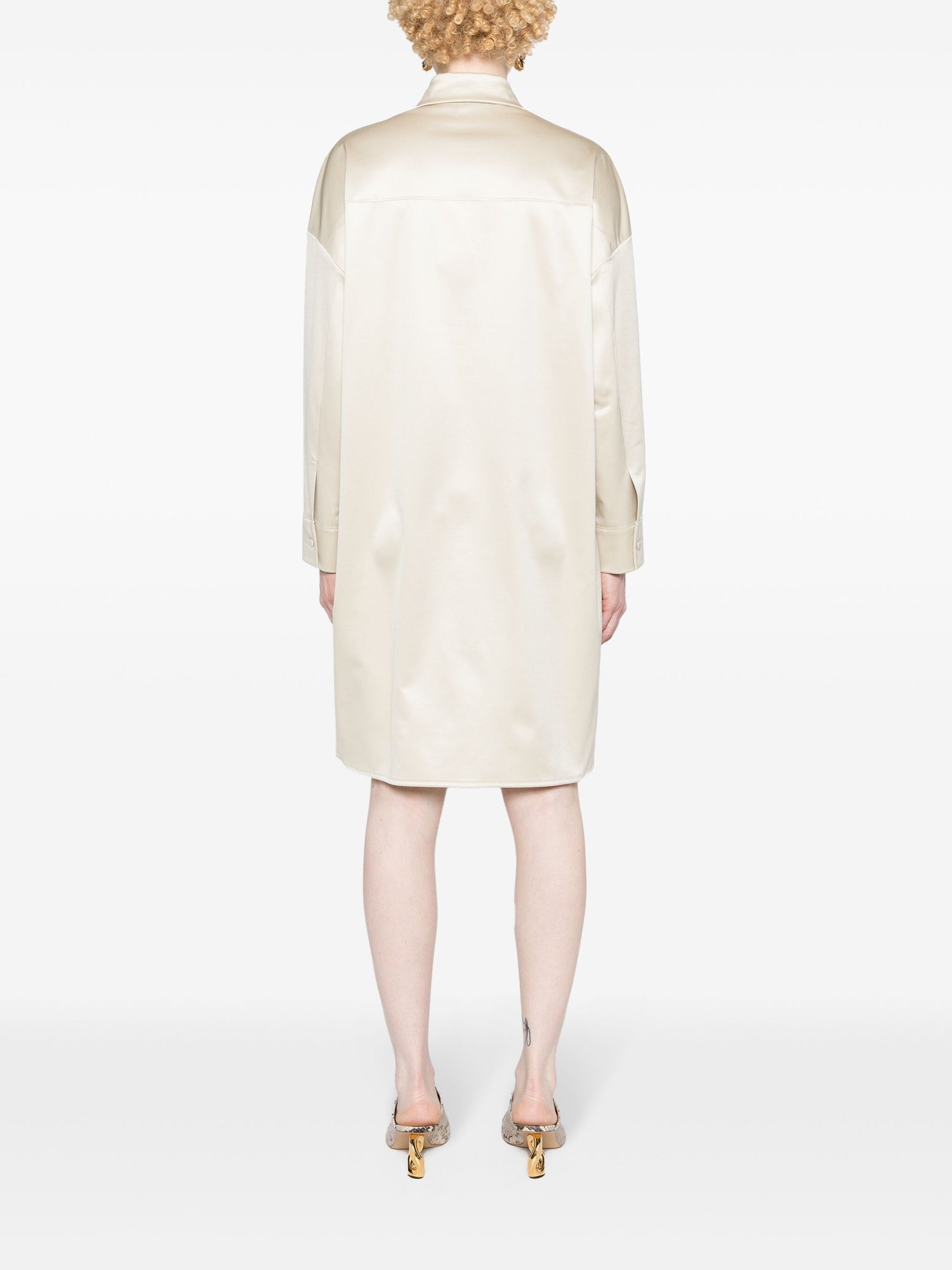 Oversized satin dress, beige