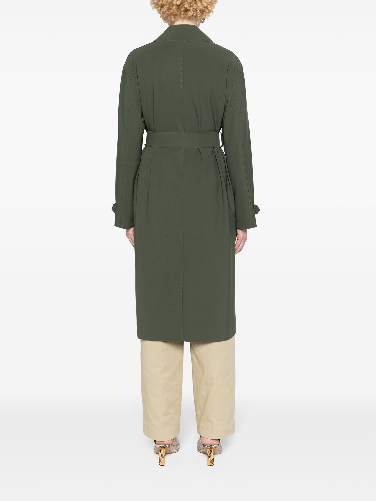 Dropped shoulder mac coat scuba, green