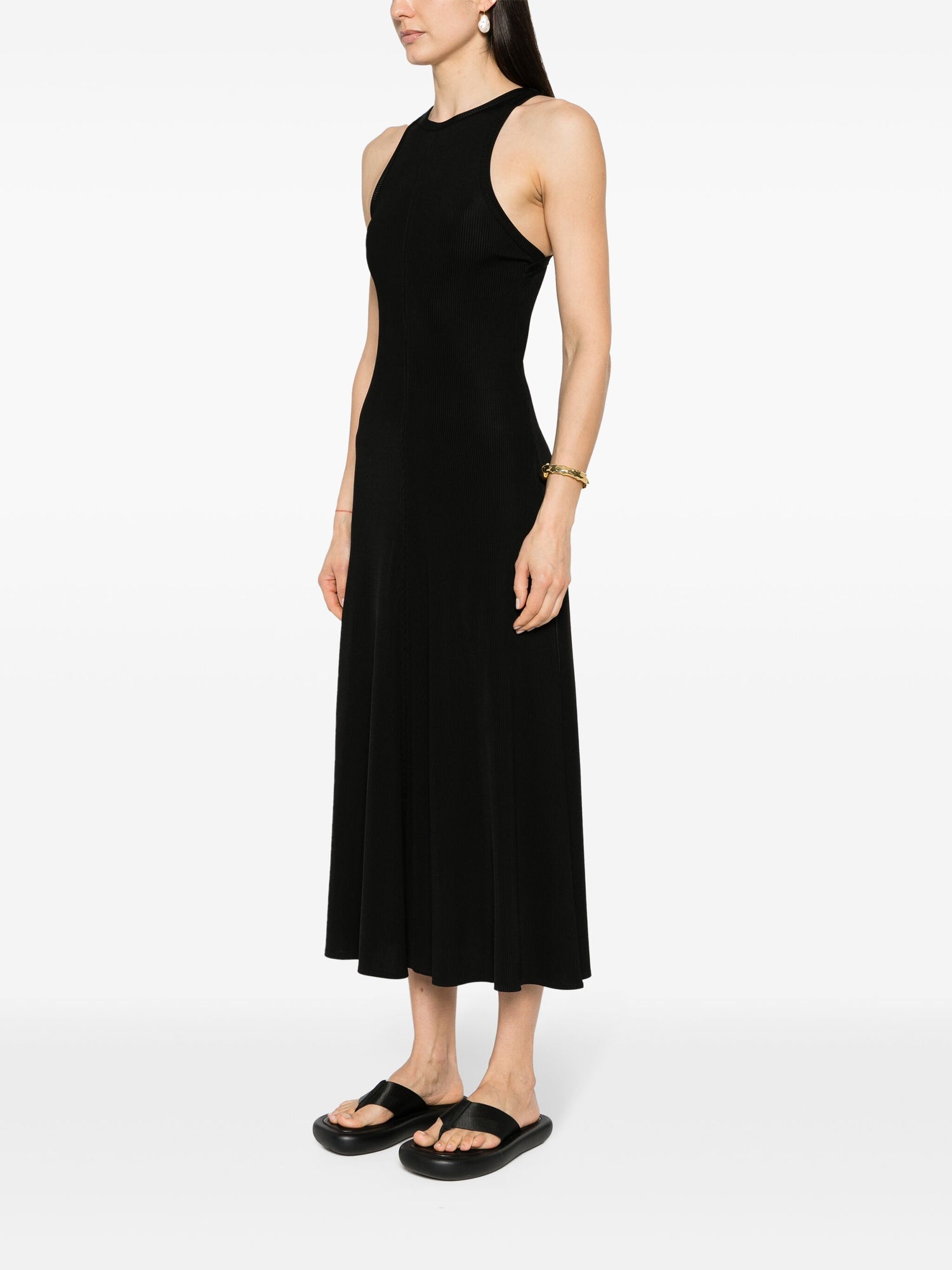 Chic vicose ribbed dress, black