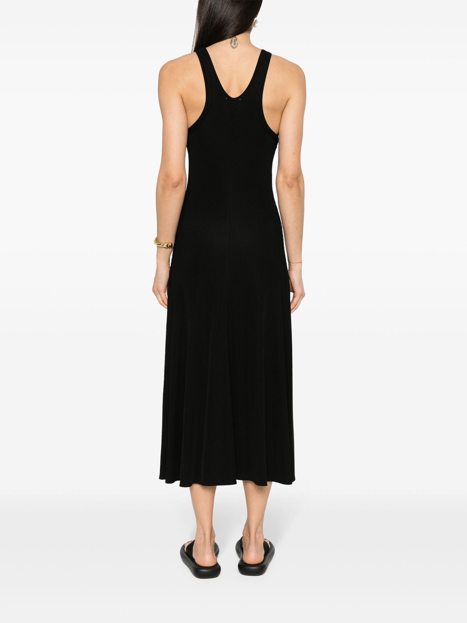 Chic vicose ribbed dress, black