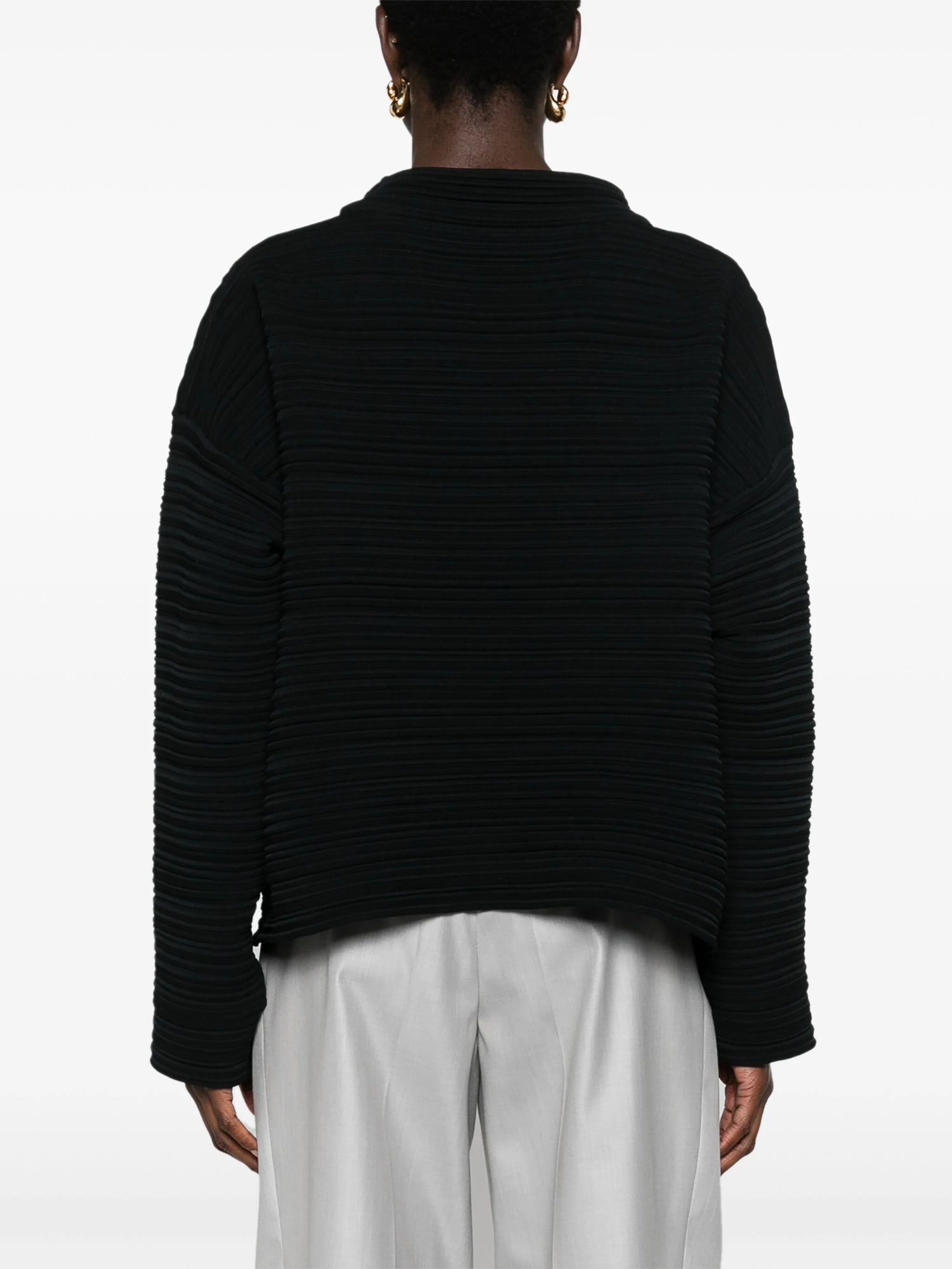 Pleated sweater, black