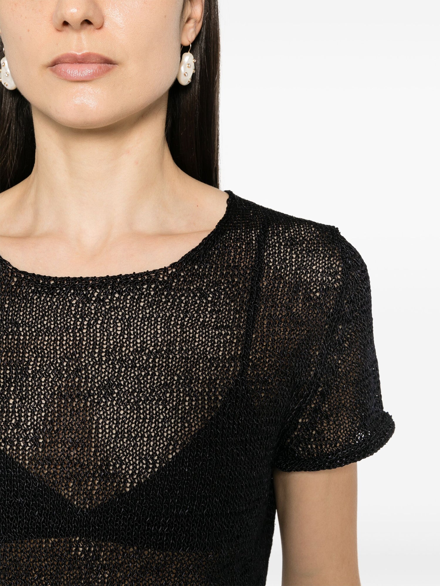 Chic sustainable viscose raffia half sleeve knit, night