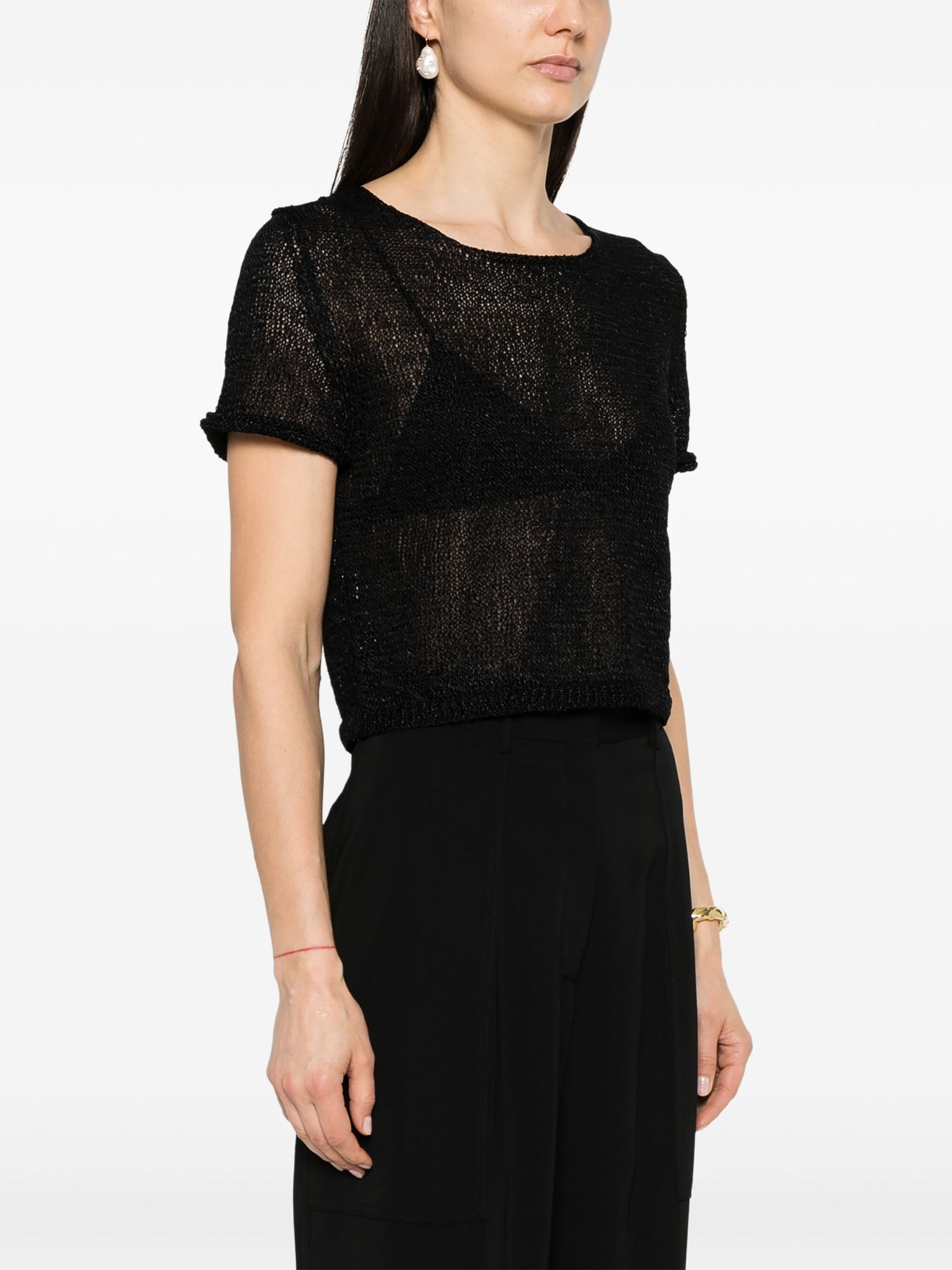 Chic sustainable viscose raffia half sleeve knit, night