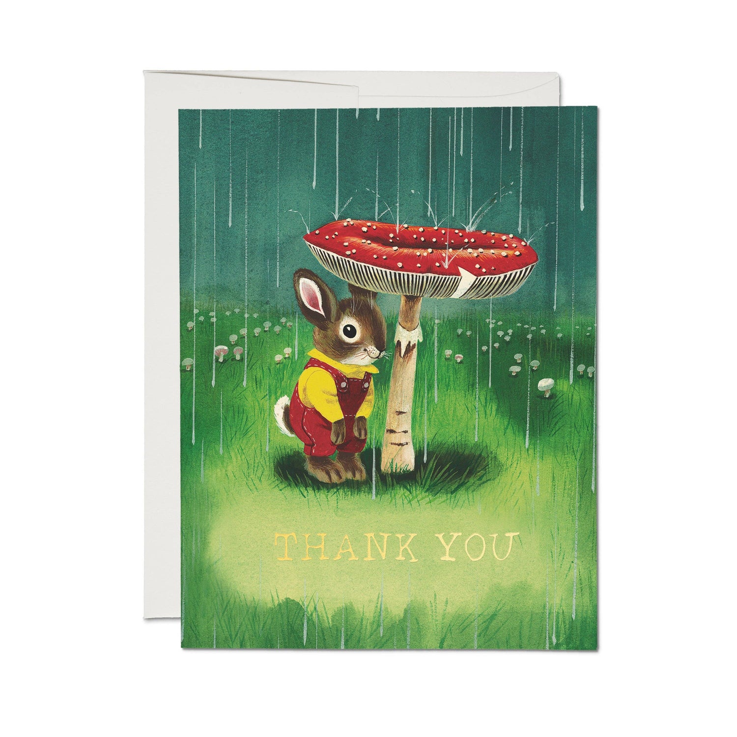 Richard Scarry bunny and mushroom thank you card